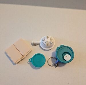 Lot of 4 Tupperware Tiny Treasures Keychains, pill box